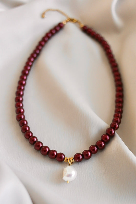 Burgundy pearl kaulakoru